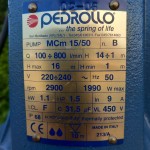 Pedrollo Pump MCm 15/50, 1 fase 230 V / 1,1 KW. Unused.